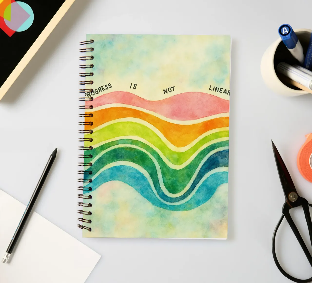 progress is not linear spiral notebook by cepeducks