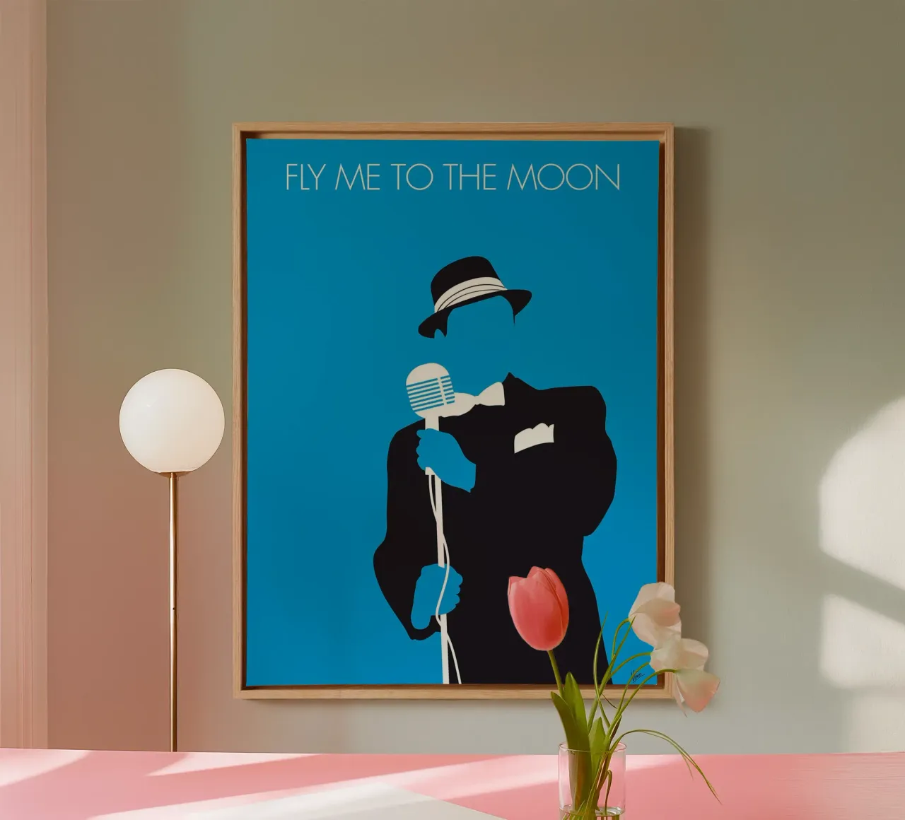 Frank Sinatra - Fly me to the moon von Chungkong Leinwand mit Schattenfugenrahmen von jammie