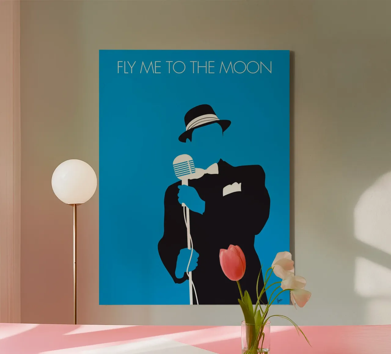 Frank Sinatra - Fly me to the moon von Chungkong Leinwand mit Schattenfugenrahmen von jammie
