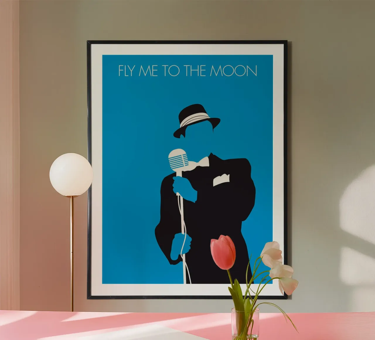 Frank Sinatra - Fly me to the moon di Chungkong poster con telaio in alluminio da jammie