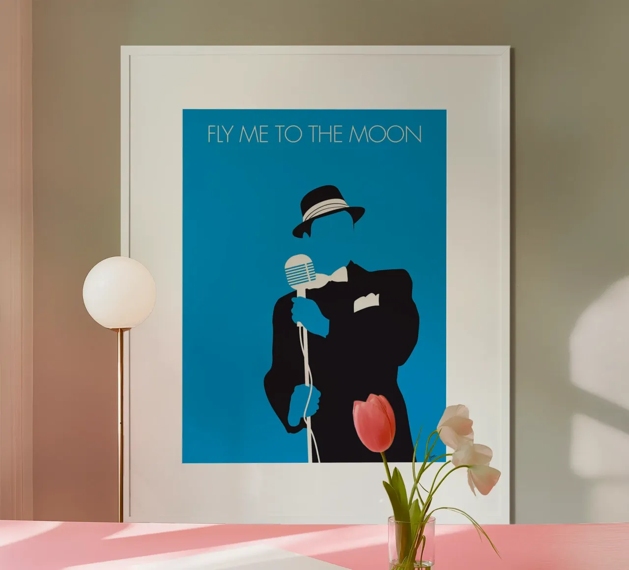 Frank Sinatra - Fly me to the moon di Chungkong poster con telaio in alluminio da jammie