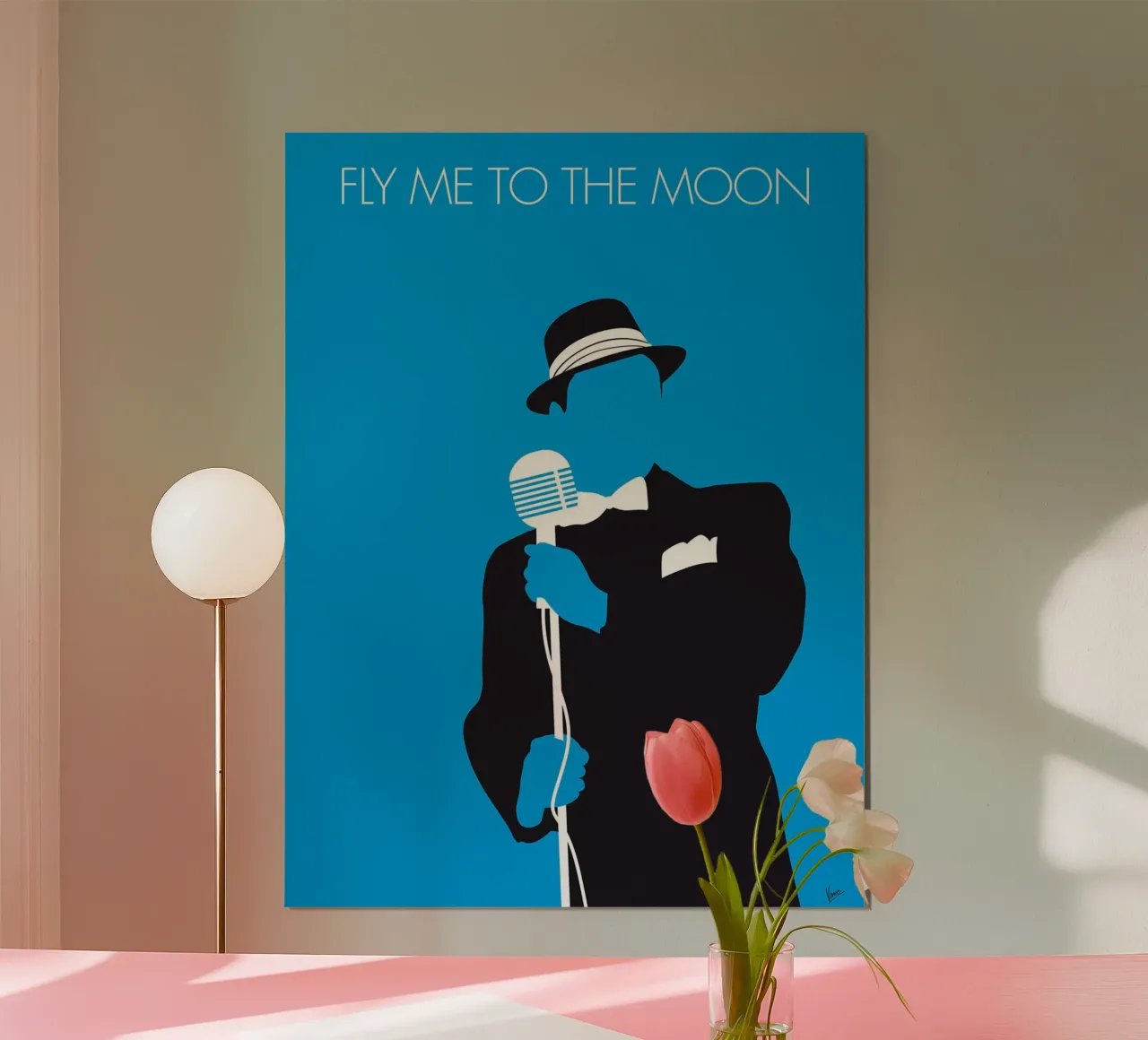 Frank Sinatra - Fly me to the moon di Chungkong poster con telaio in alluminio da jammie