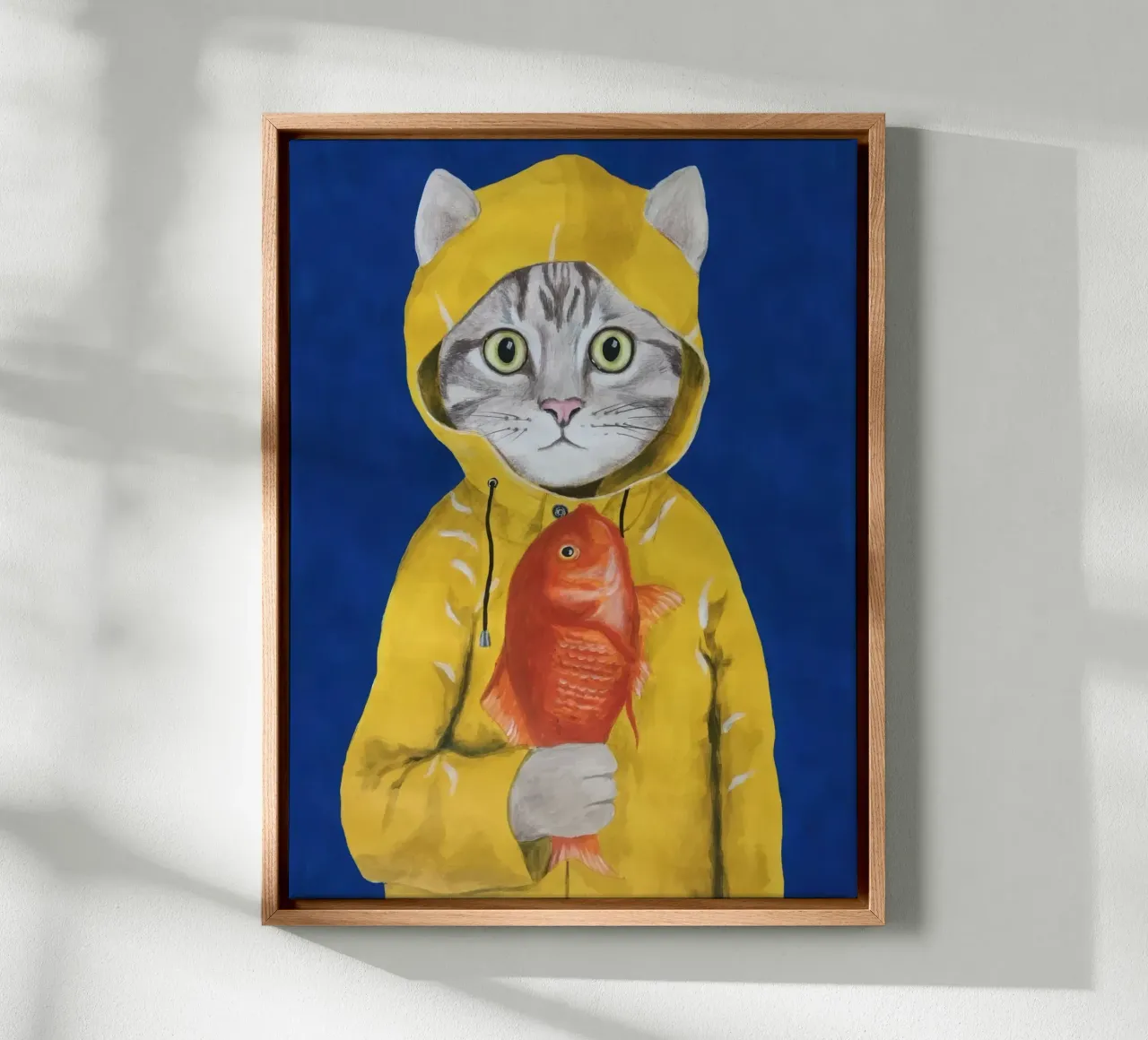 Coco de Paris - Katze mit Fisch Leinwand mit Schattenfugenrahmen von Panait Ivascu