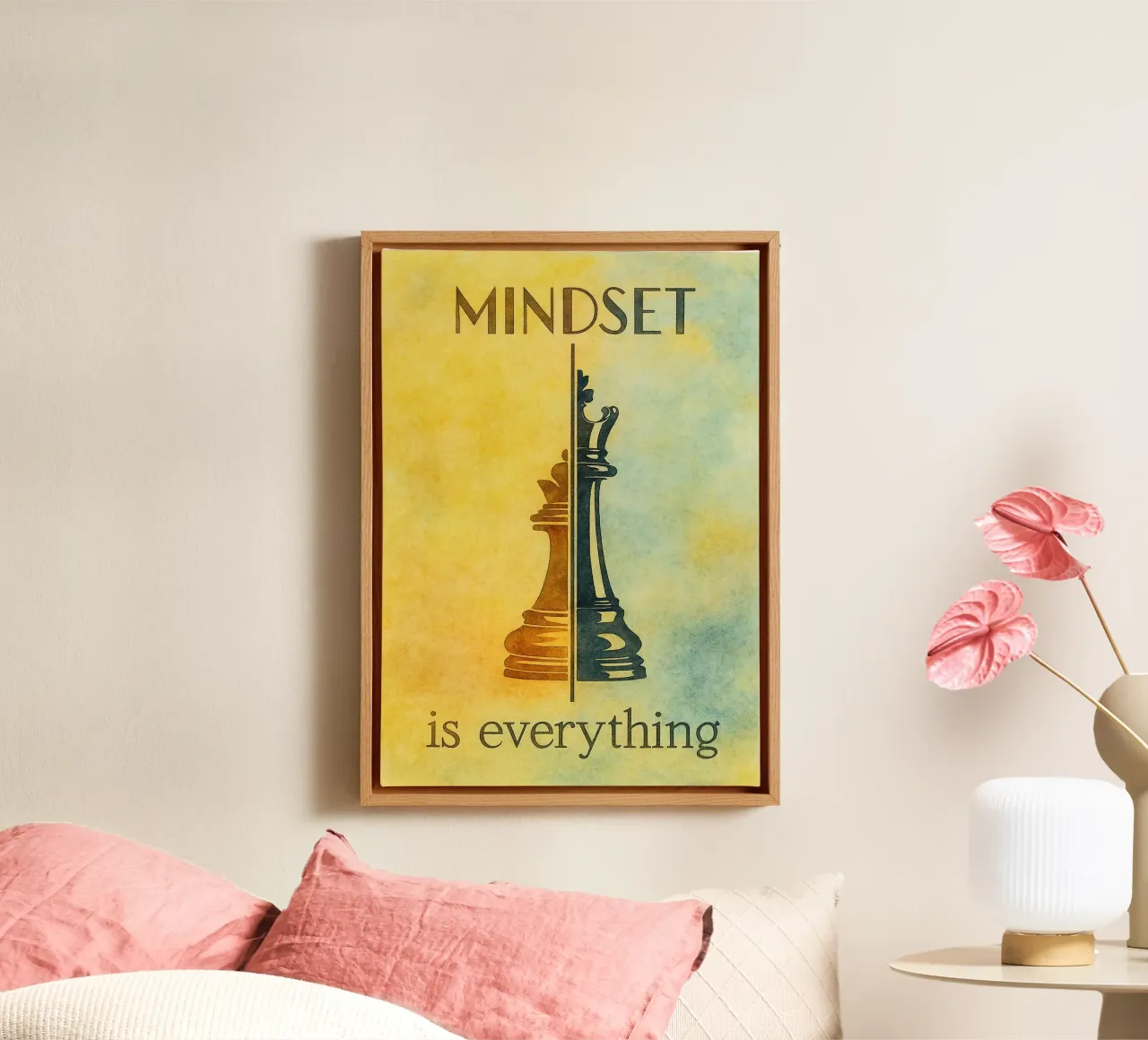 mindset is everything chees canvas with Floater frame by cepeducks