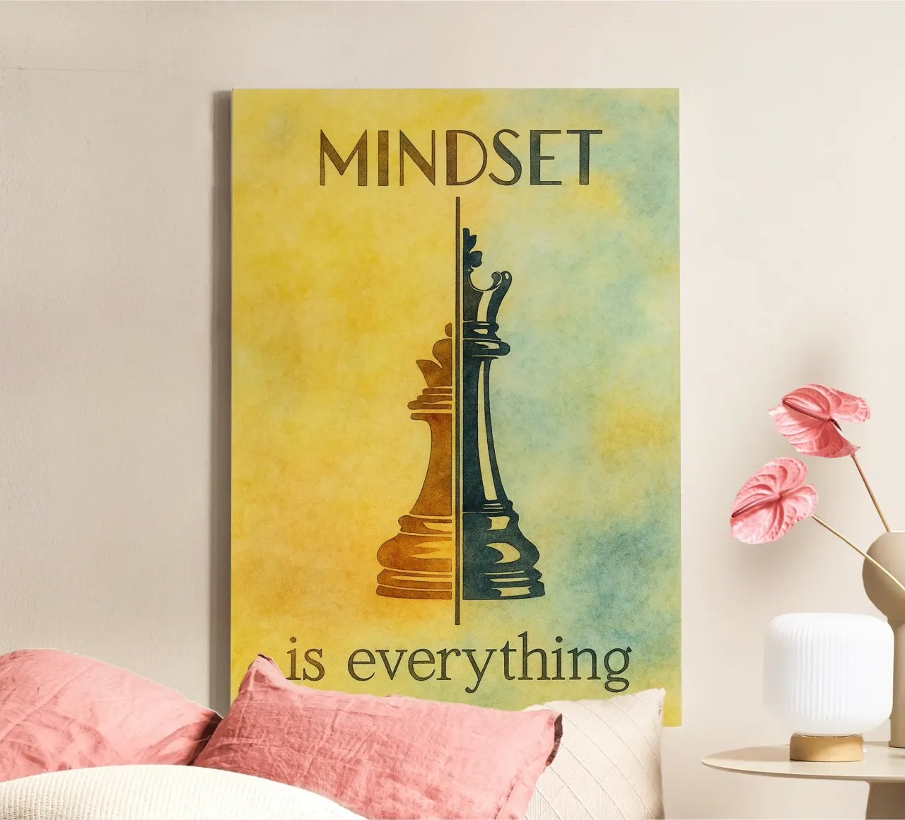 mindset is everything chees canvas with Floater frame by cepeducks