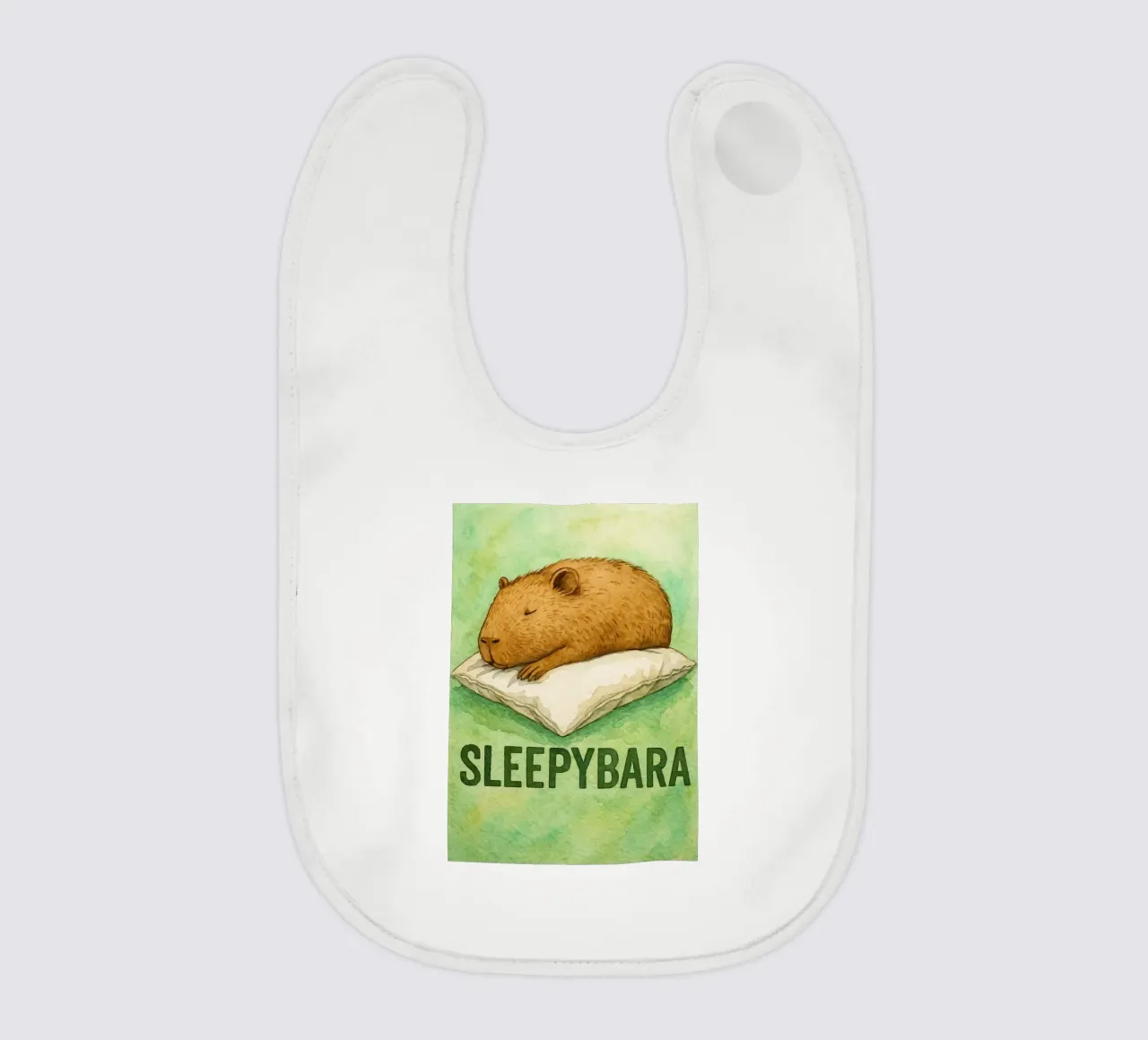 sleepybara tekening baby slabbetje van cepeducks