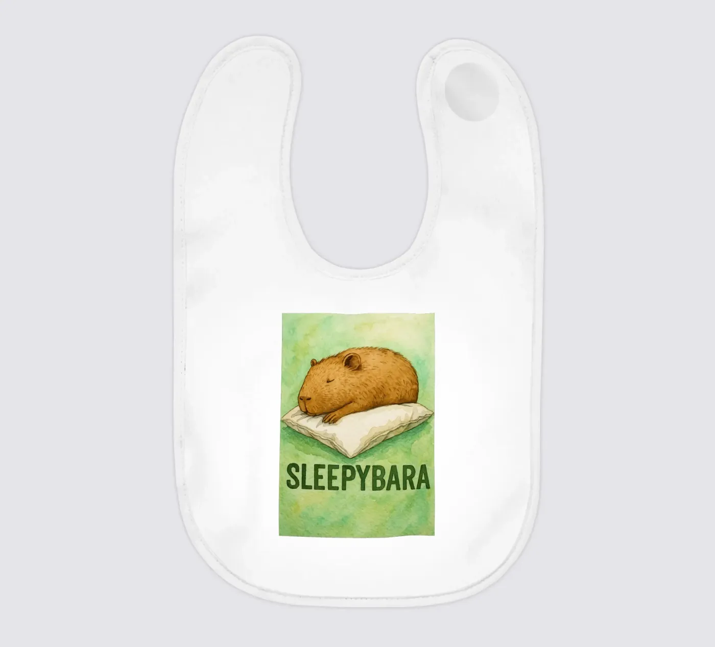 sleepybara tekening baby slabbetje van cepeducks