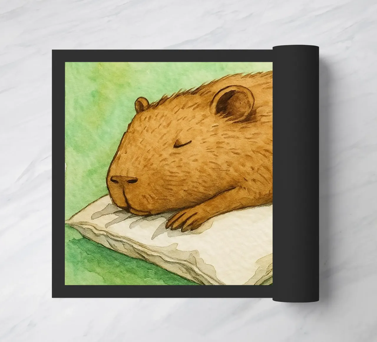 sleepybara drawing doormat by cepeducks