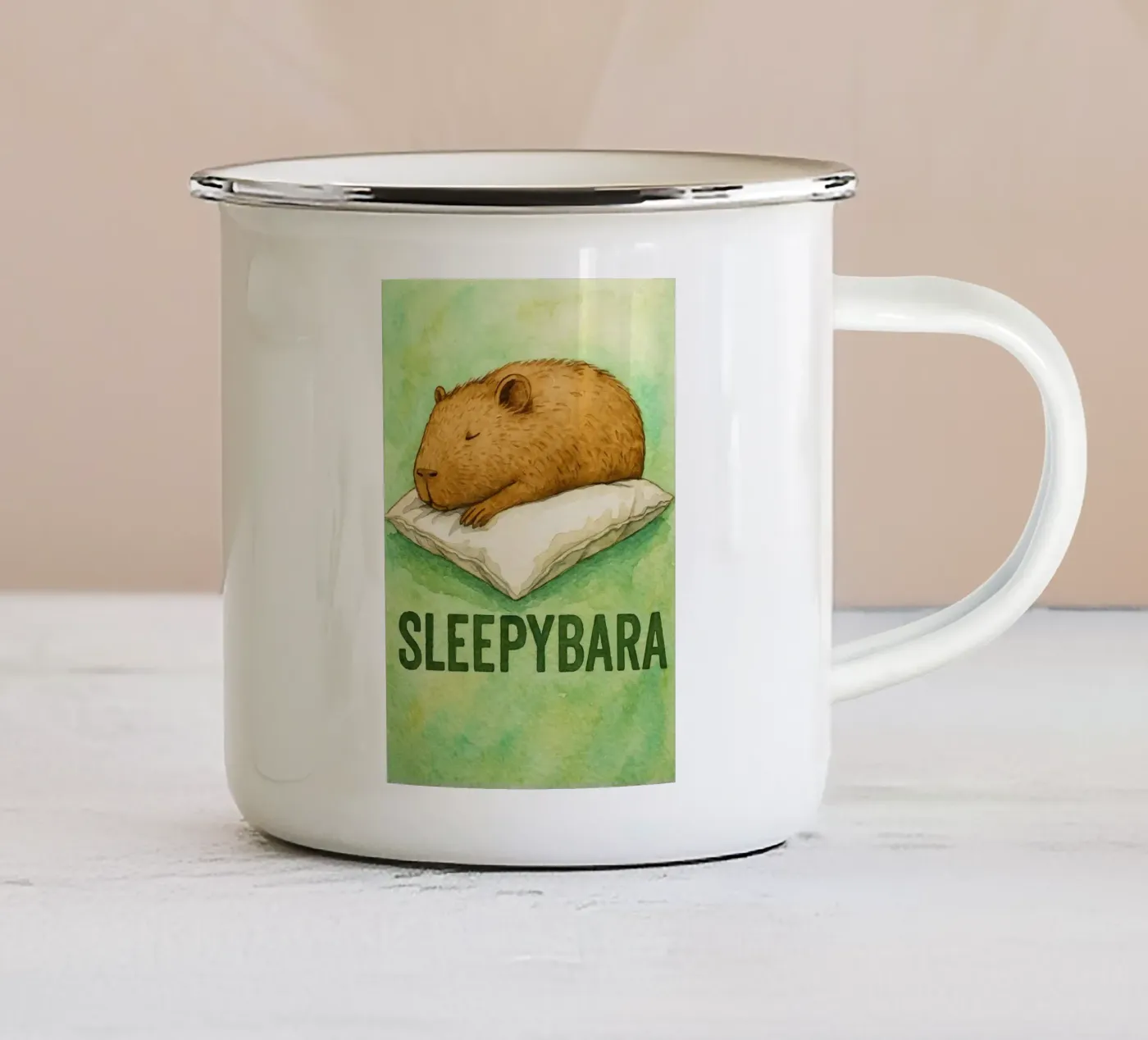 sleepybara drawing enamel mug by cepeducks