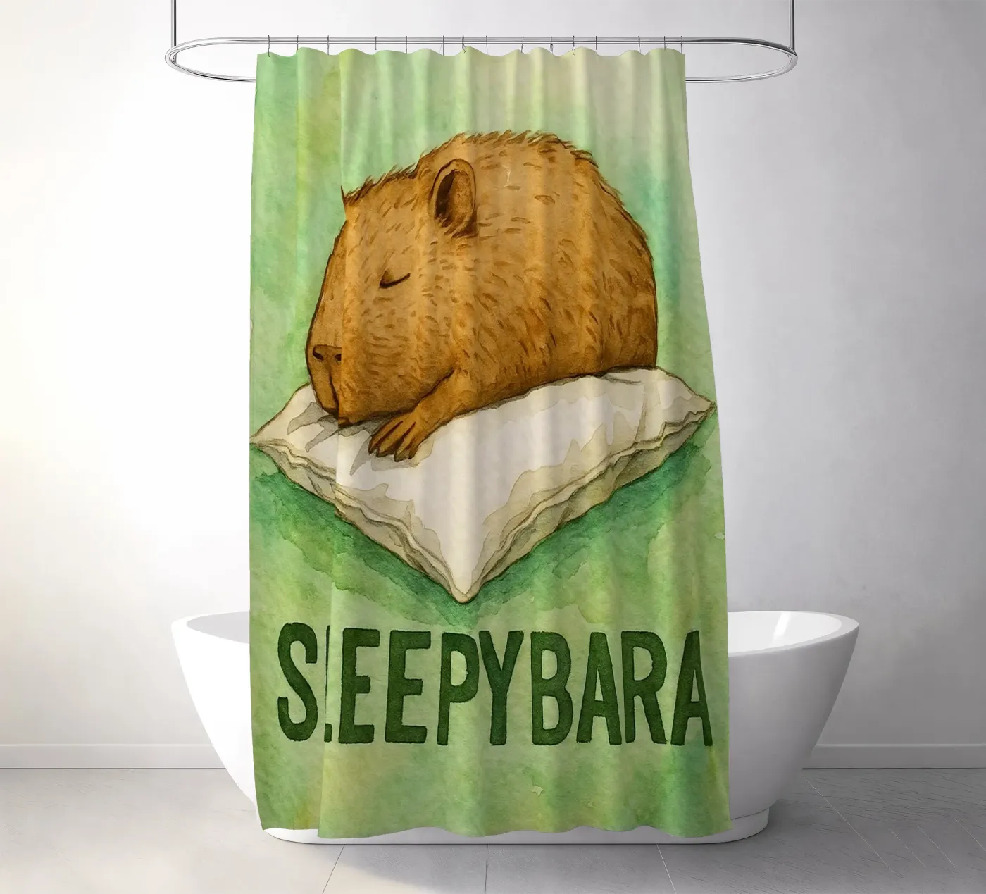 sleepybara drawing shower curtain by cepeducks