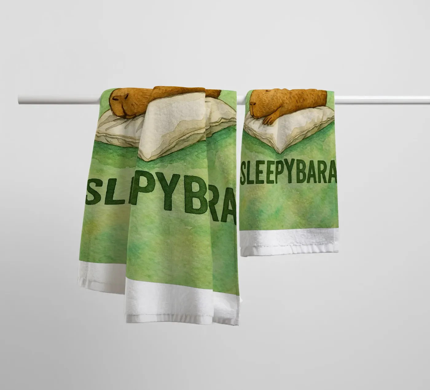 sleepybara tekening badhanddoek van cepeducks