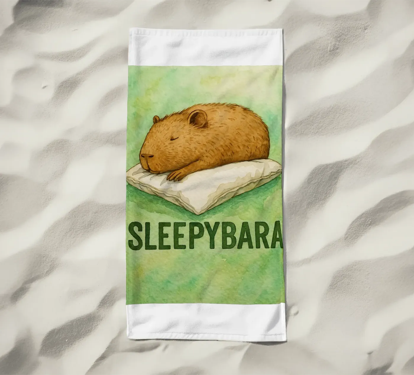 sleepybara drawing beach towel by cepeducks