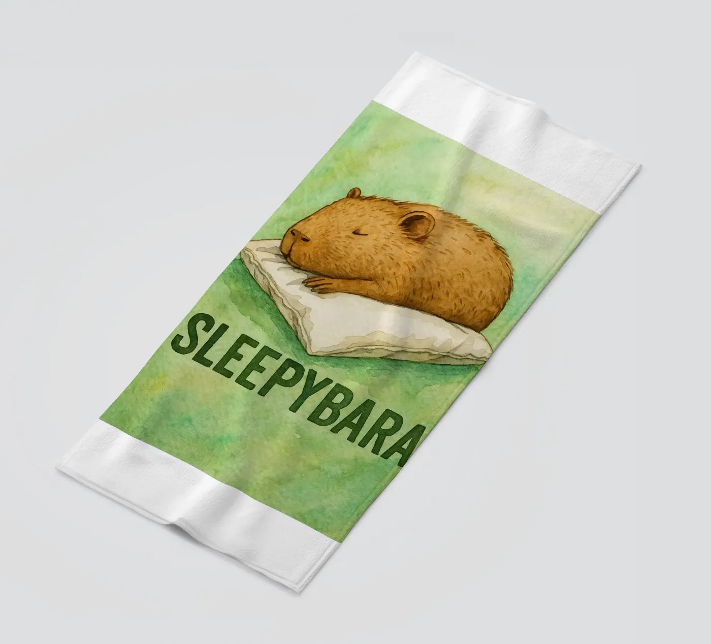 sleepybara drawing beach towel by cepeducks