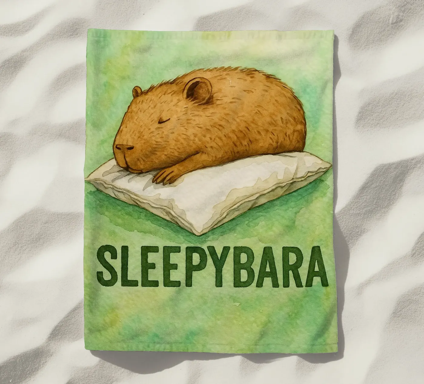 sleepybara drawing beach towel by cepeducks