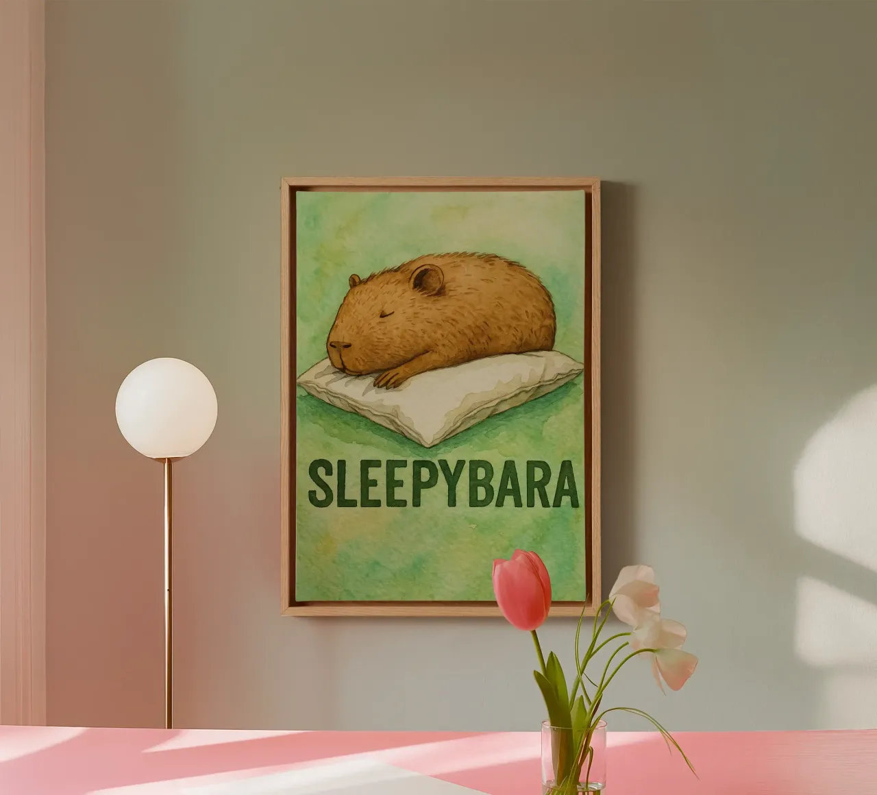 sleepybara drawing canvas with Floater frame by cepeducks