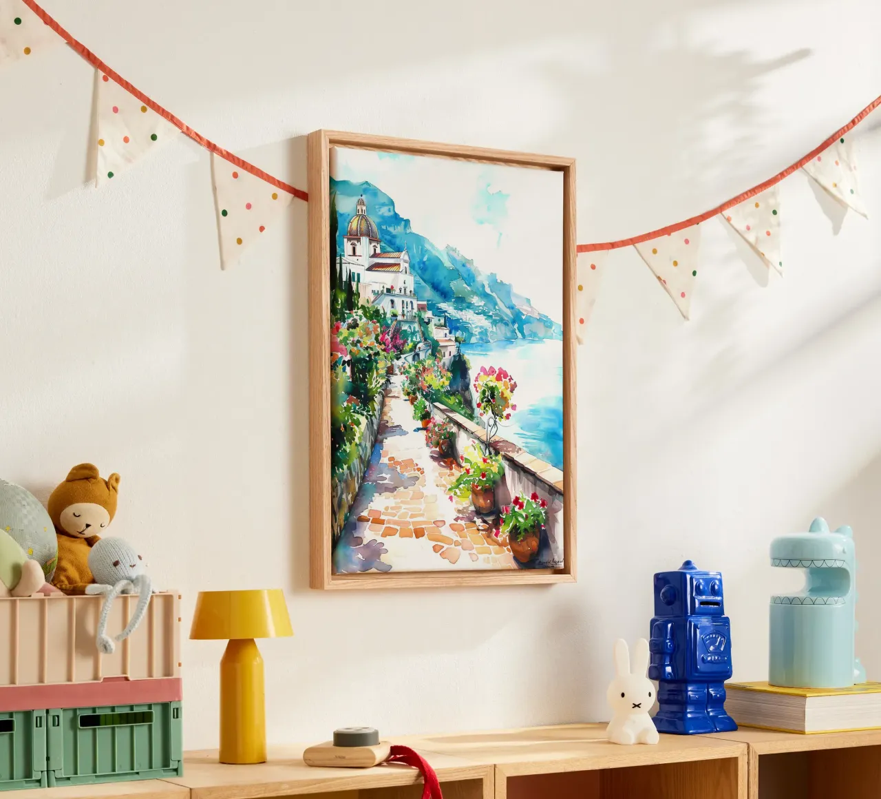 Amalfi Coast tela con Cornice a cassetta da Artsy Bessy