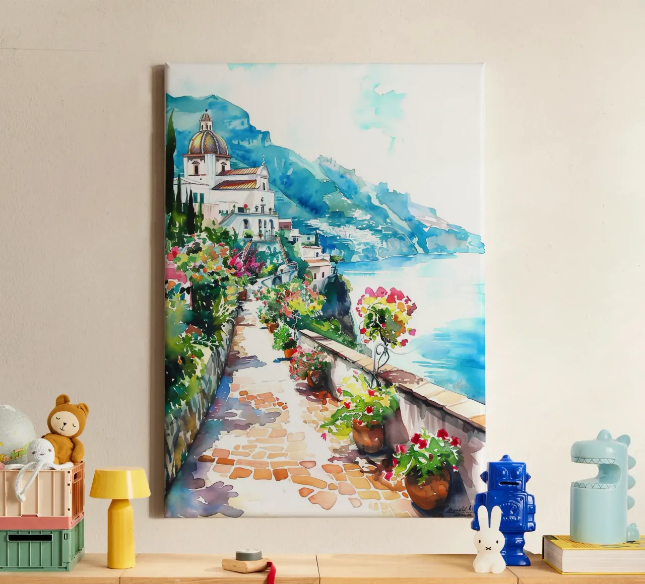 Amalfi Coast tela con Cornice a cassetta da Artsy Bessy