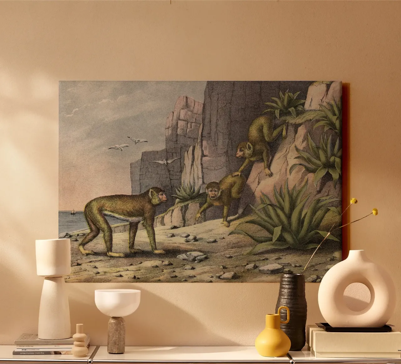 Vintage Kolb 3 Tafel 11 Hundsaffe tela con Cornice a cassetta da Vintage Print Collection