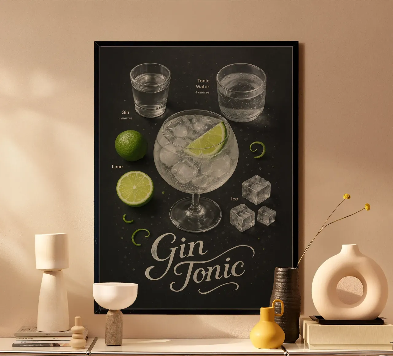 Poster per Gin Tonic - Classico cocktail da bar agli agrumi poster da mesa