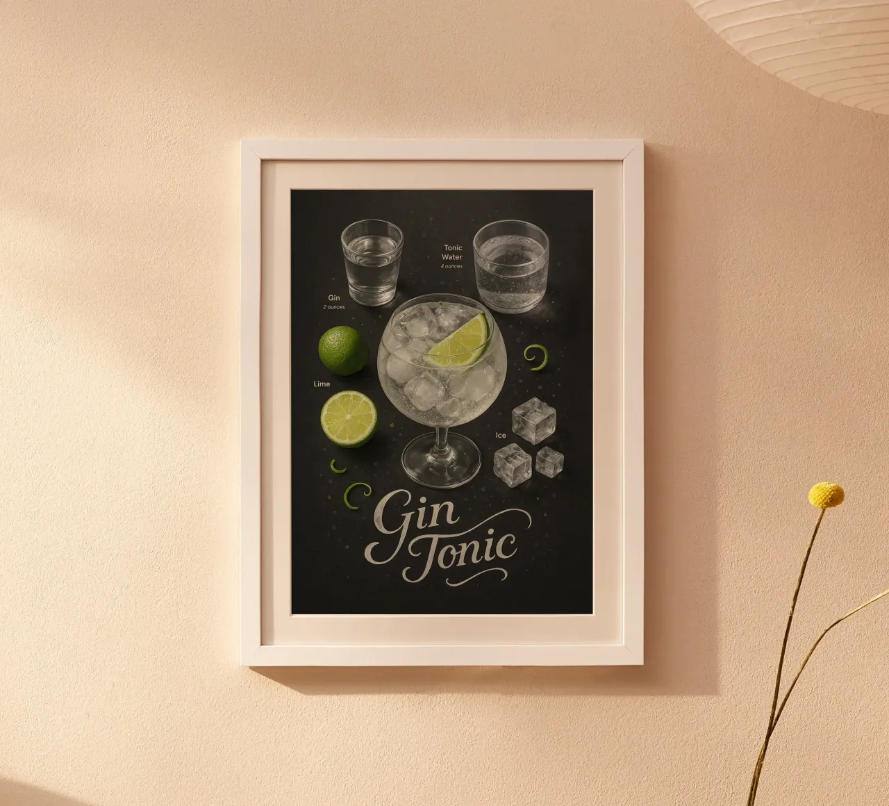Poster per Gin Tonic - Classico cocktail da bar agli agrumi poster da mesa
