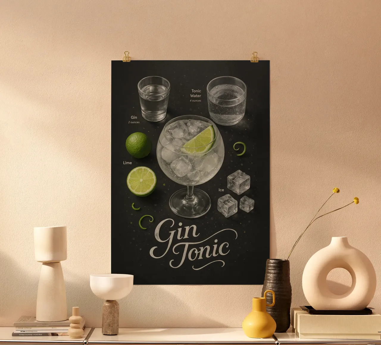 Poster per Gin Tonic - Classico cocktail da bar agli agrumi poster da mesa