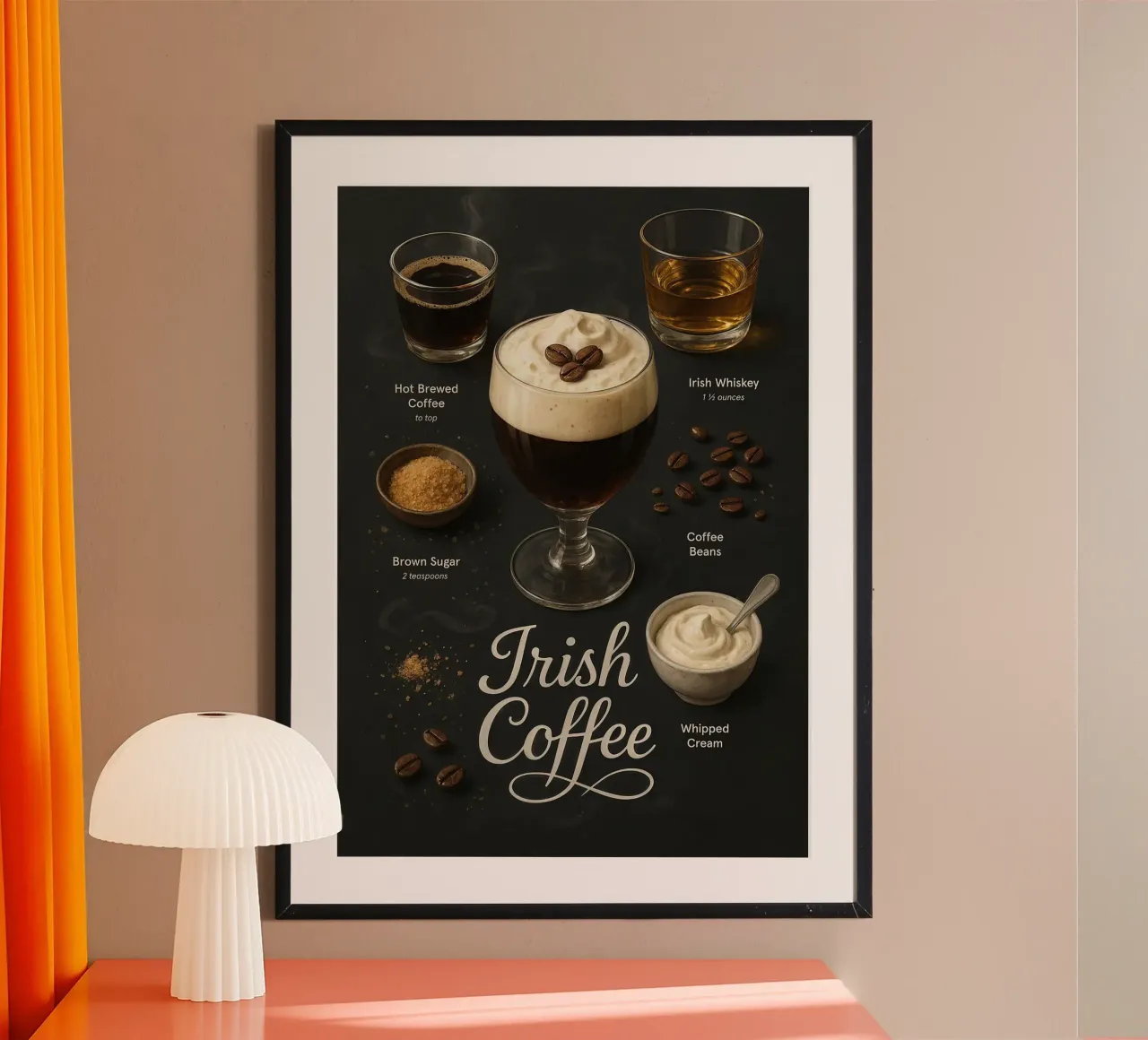 Poster sul caffè irlandese - Cocktail con crema di whisky ed espresso poster da mesa