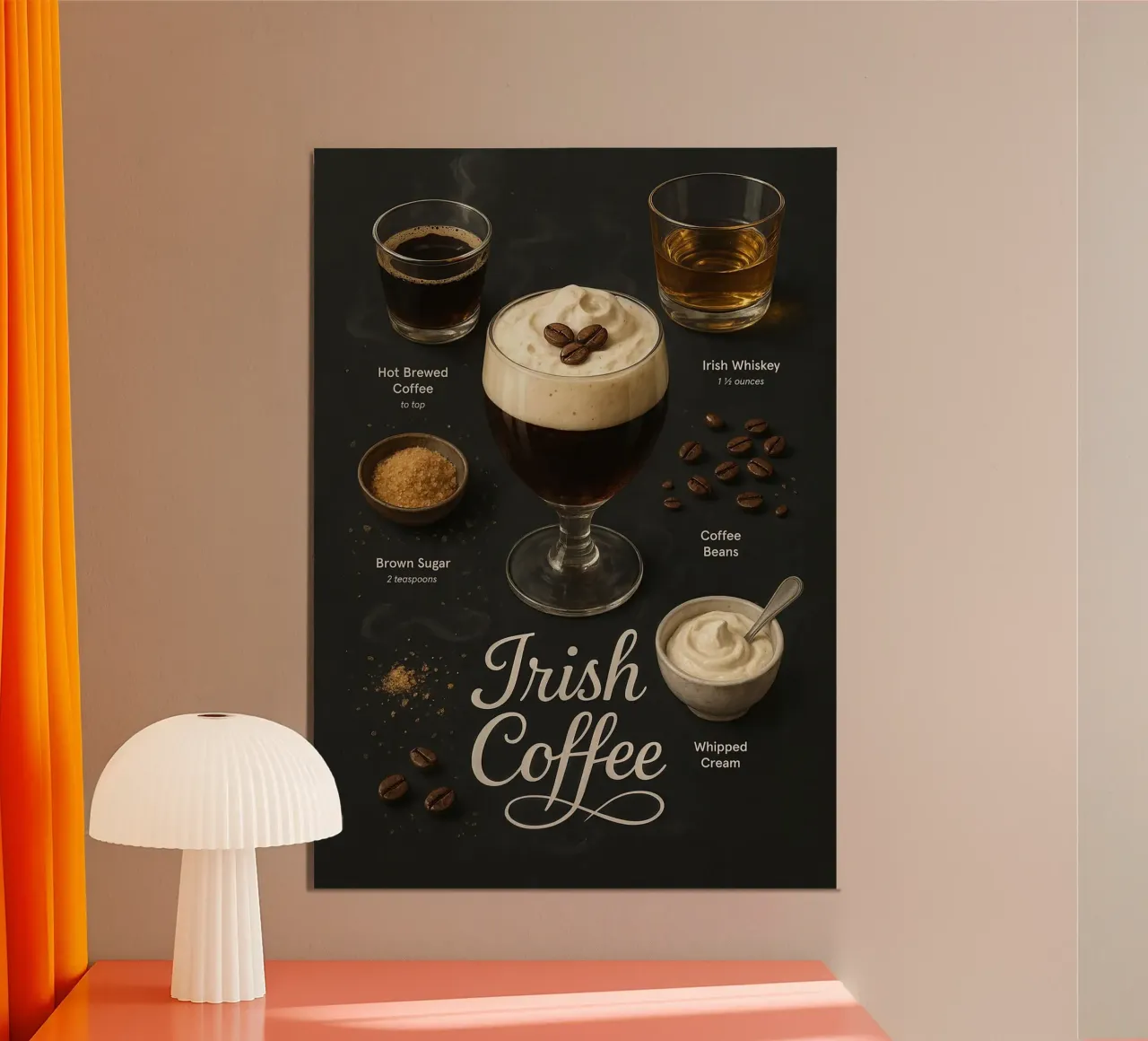 Poster sul caffè irlandese - Cocktail con crema di whisky ed espresso poster da mesa