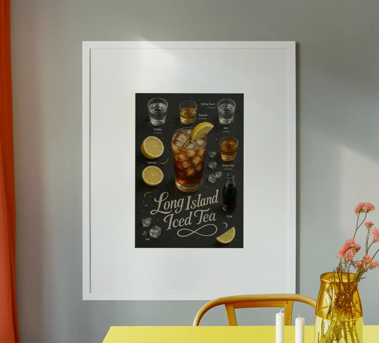 Poster per il tè freddo Long Island - Mix per feste a cinque spiriti poster da mesa