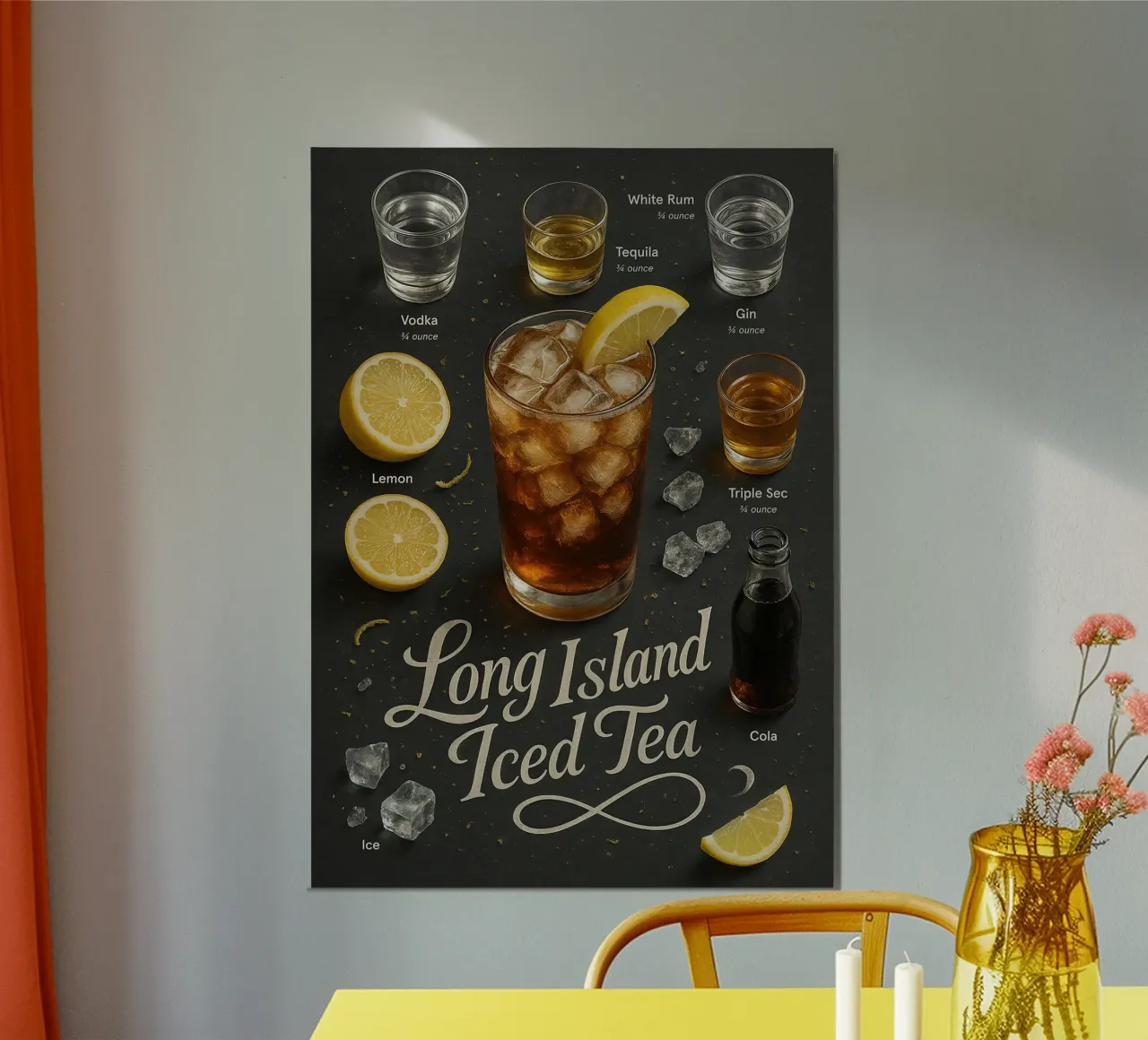 Poster per il tè freddo Long Island - Mix per feste a cinque spiriti poster da mesa
