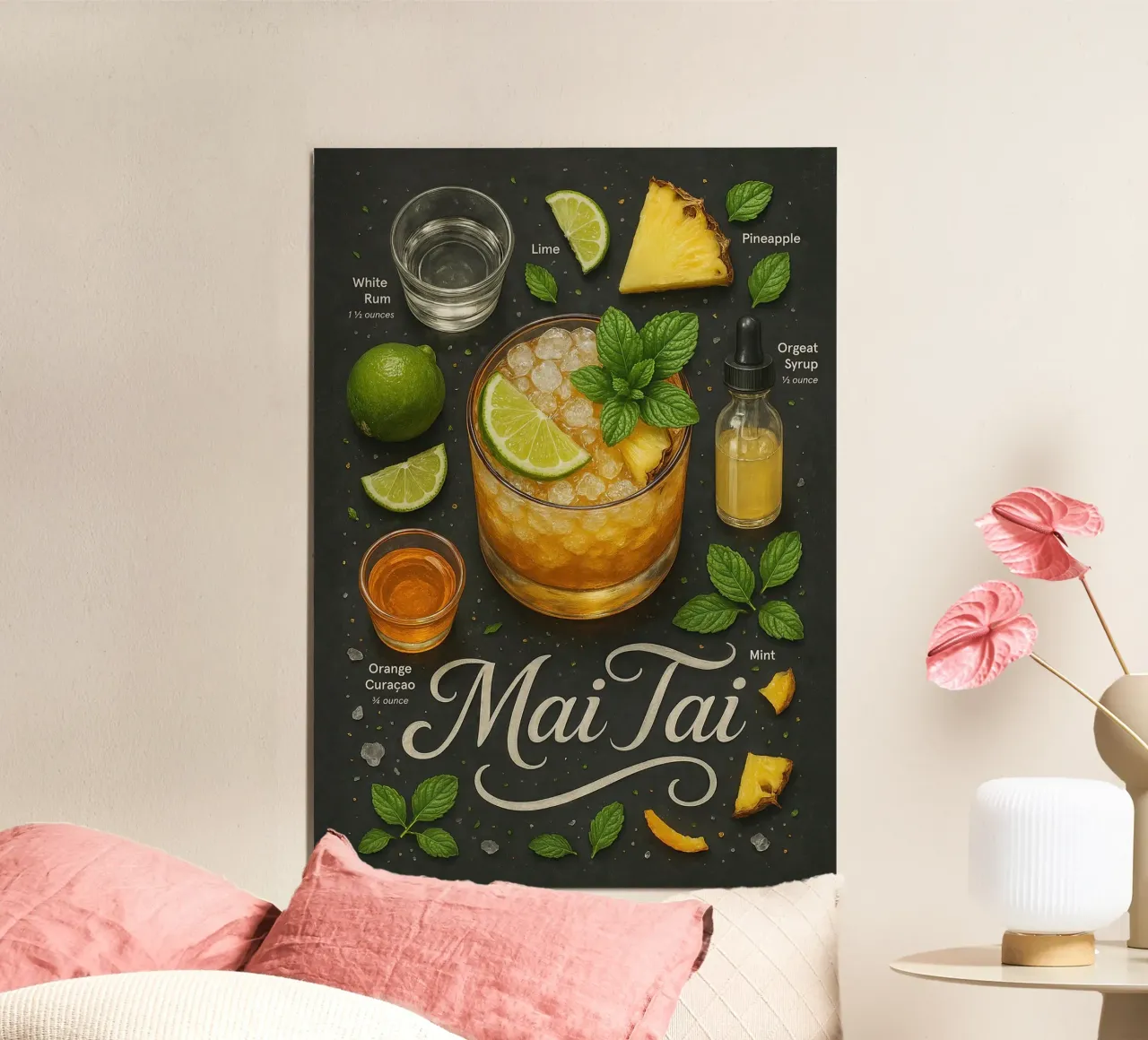 Poster Mai Tai - Cocktail tropicale a base di rum e agrumi poster da mesa