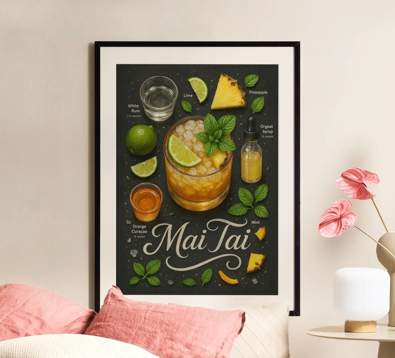 Poster Mai Tai - Cocktail tropicale a base di rum e agrumi poster da mesa