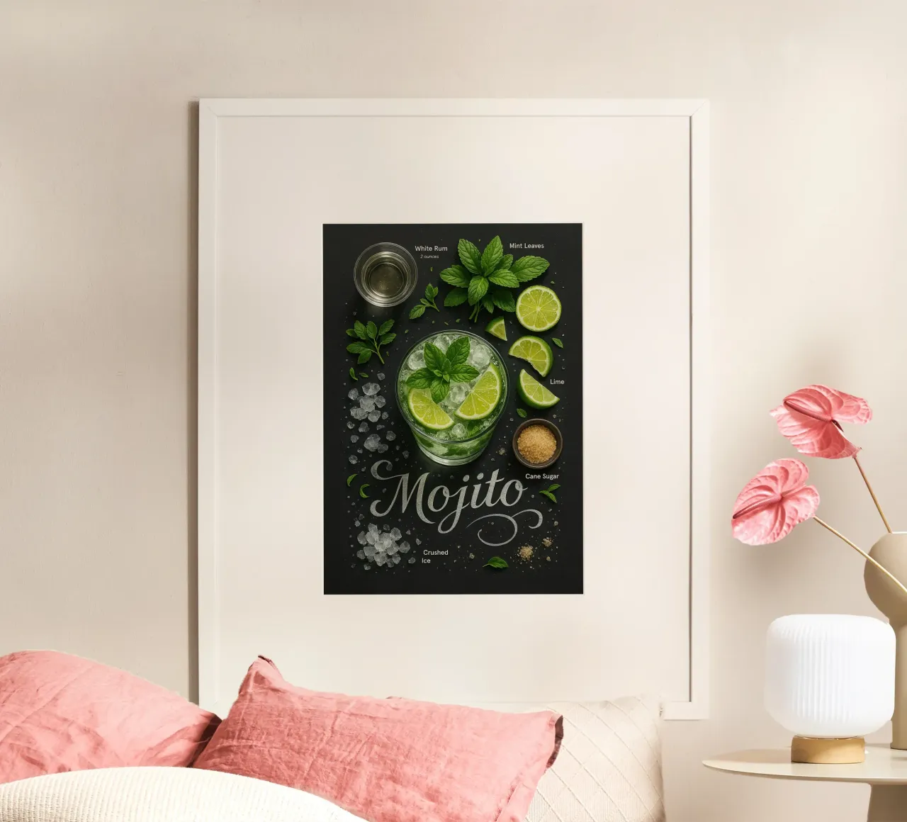 Poster per cocktail Mojito - Rum, lime e menta poster da mesa