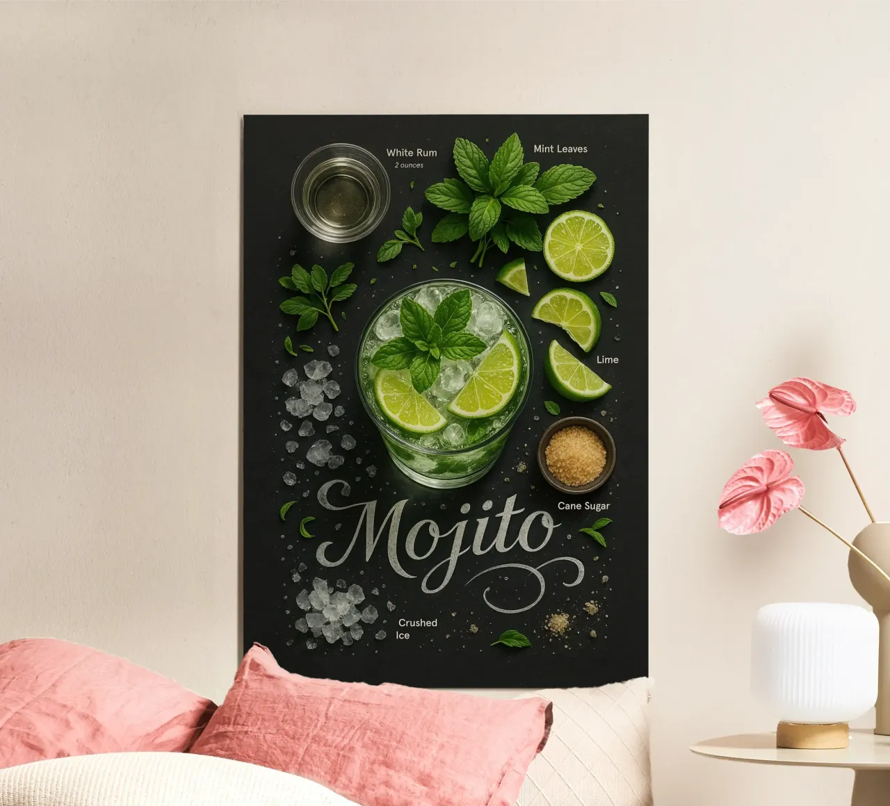 Poster per cocktail Mojito - Rum, lime e menta poster da mesa