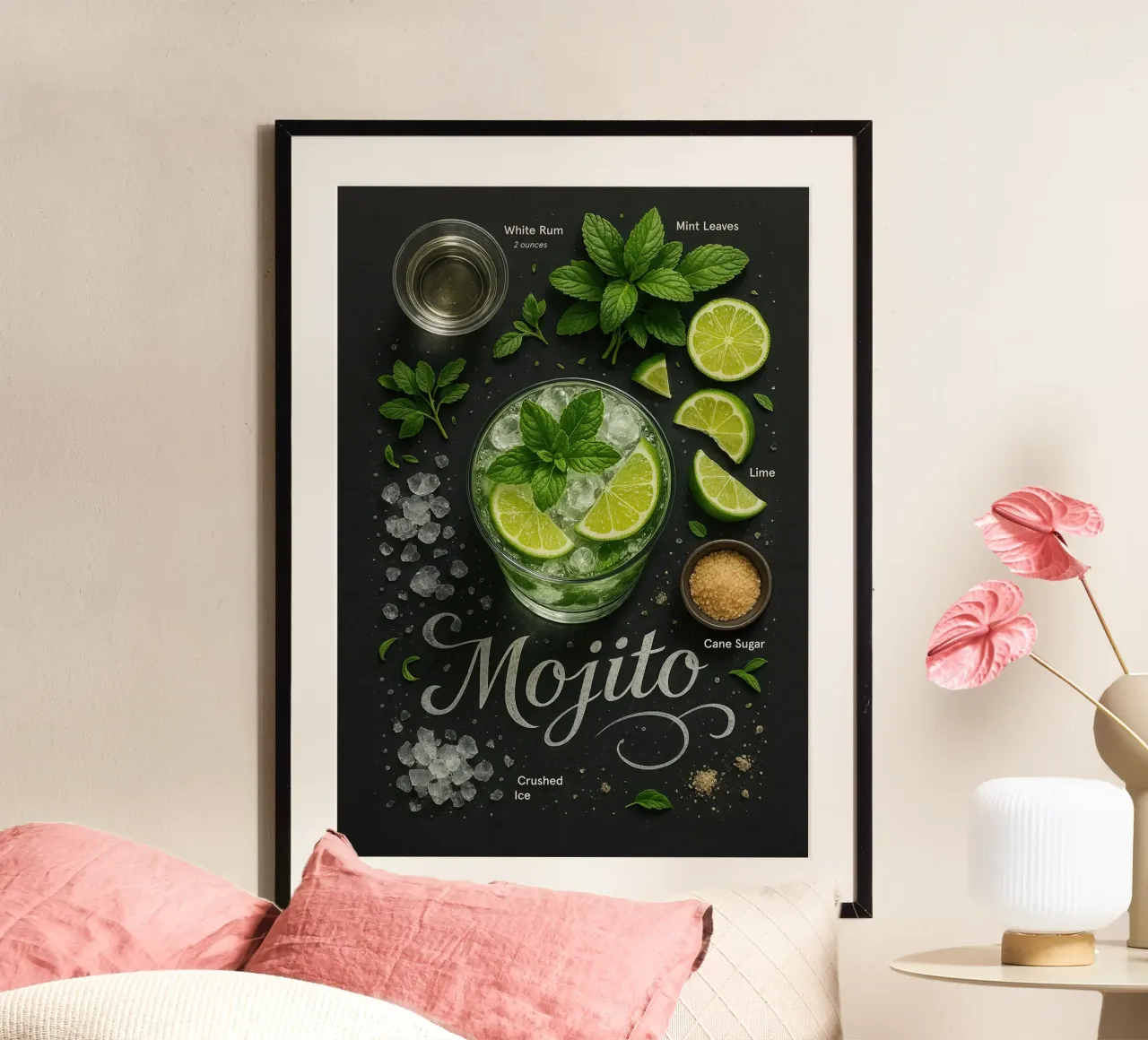 Poster per cocktail Mojito - Rum, lime e menta poster da mesa