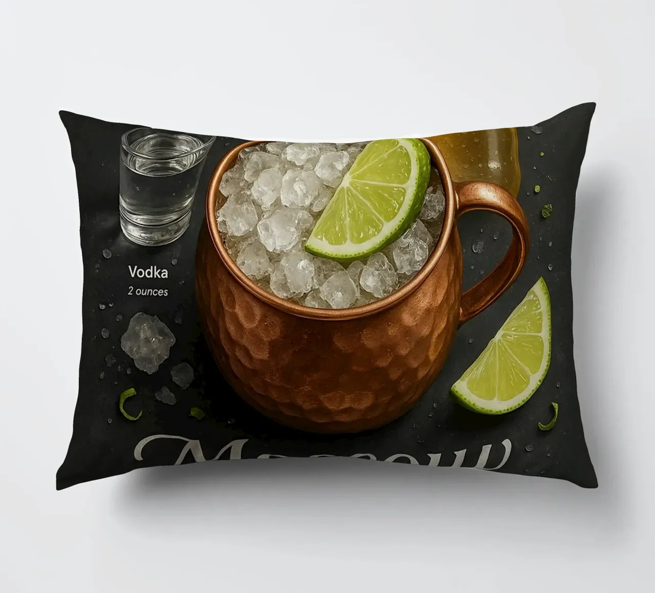 Poster Moscow Mule - Vodka, lime e tazza di rame cuscino da mesa
