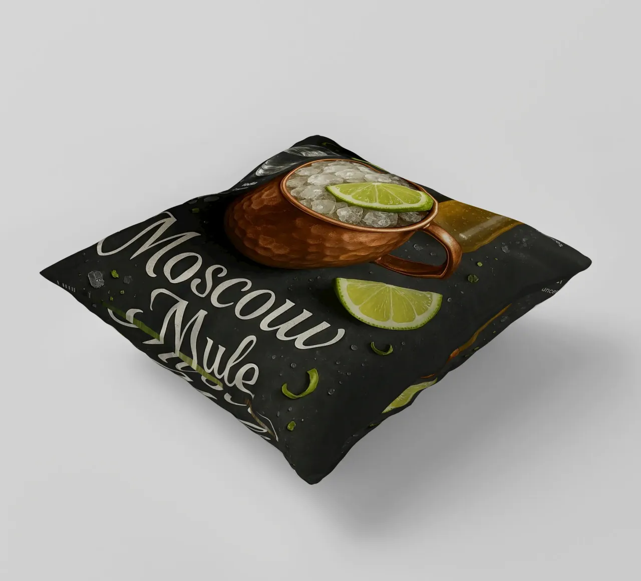 Poster Moscow Mule - Vodka, lime e tazza di rame cuscino da mesa
