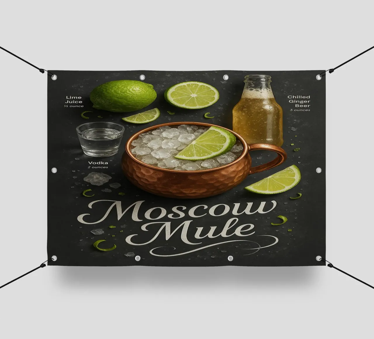 Poster Moscow Mule - Vodka, lime e tazza di rame telo in pvc da mesa