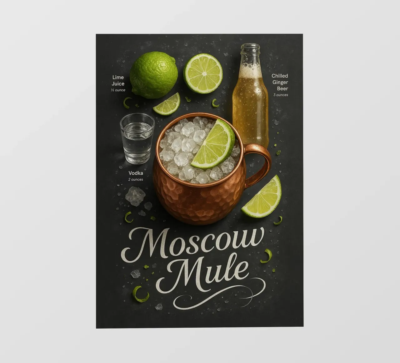 Poster Moscow Mule - Vodka, lime e tazza di rame telo in pvc da mesa