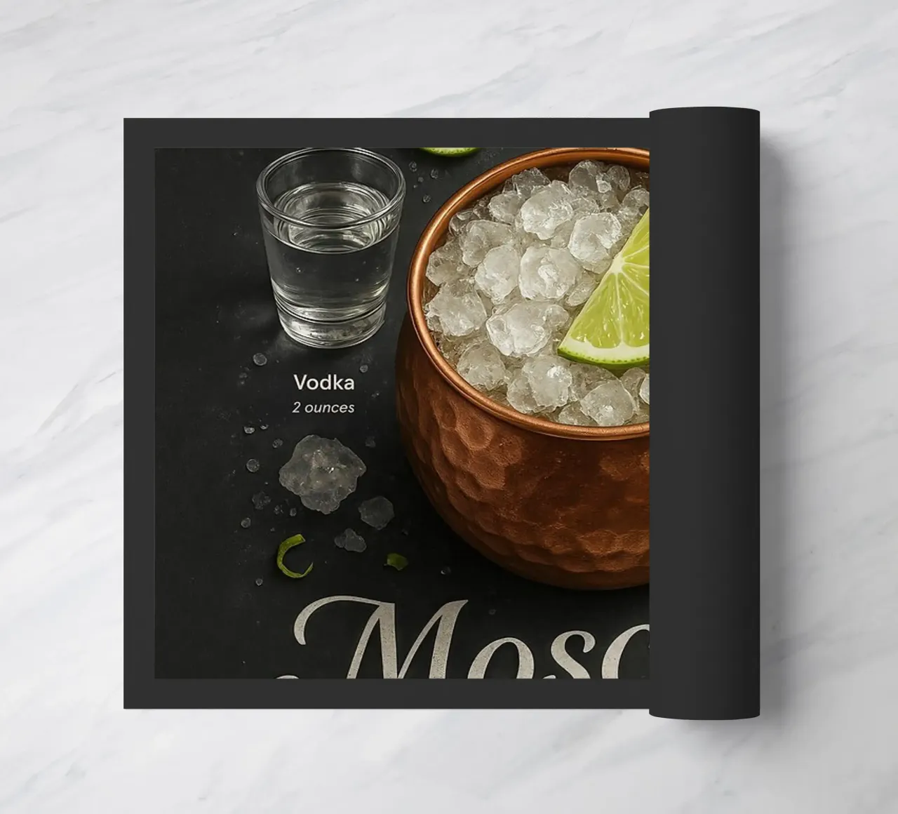 Poster Moscow Mule - Vodka, lime e tazza di rame zerbino da mesa