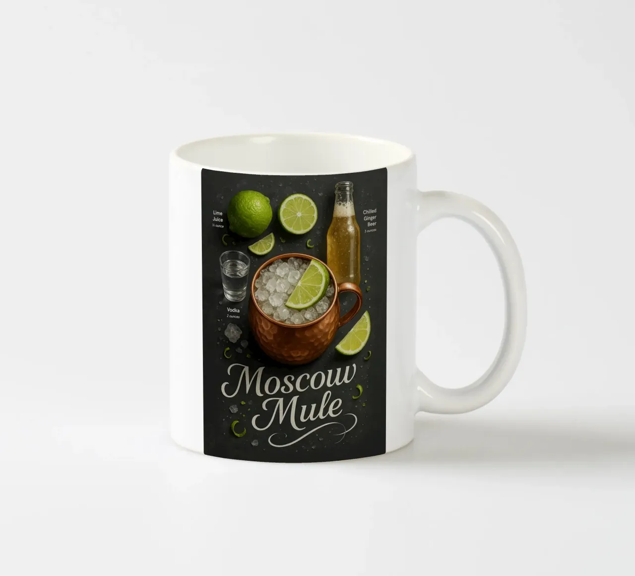 Poster Moscow Mule - Vodka, lime e tazza di rame tazza in ceramica da mesa