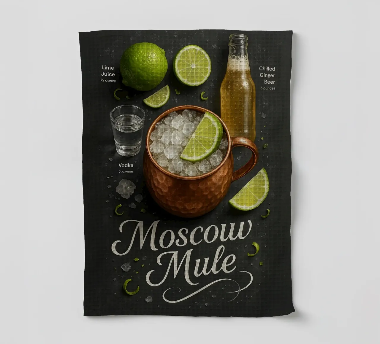 Poster Moscow Mule - Vodka, lime e tazza di rame canovaccio da cucina da mesa