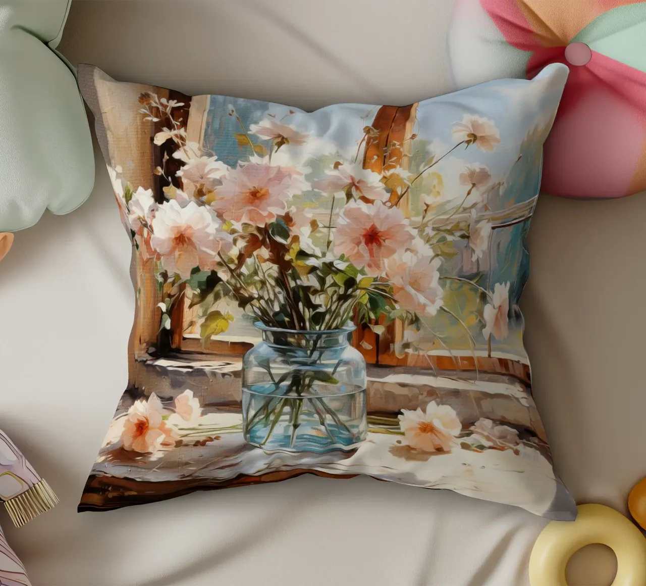 Flowers by the Window cuscino da Artsy Bessy