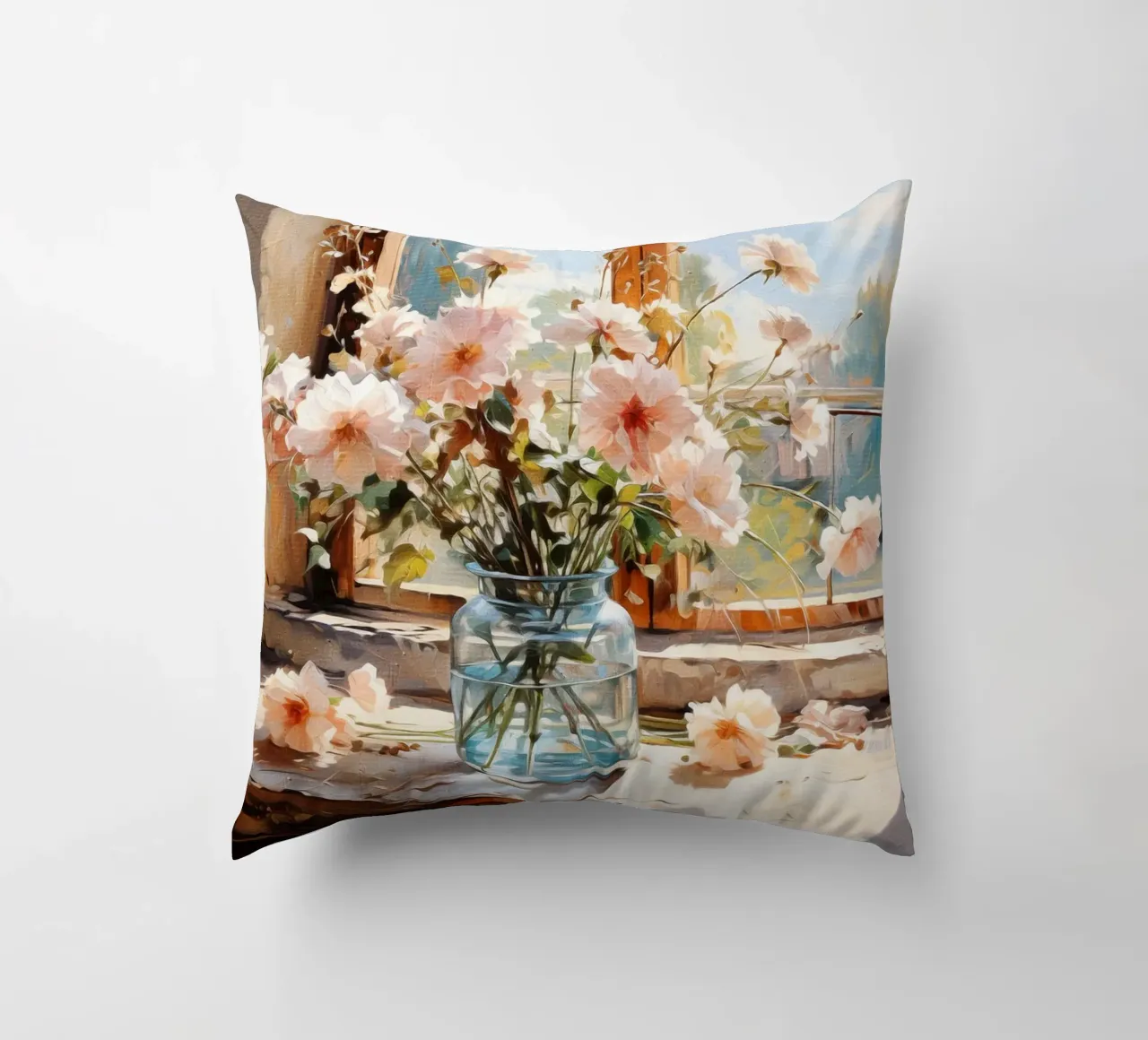 Flowers by the Window cuscino da Artsy Bessy