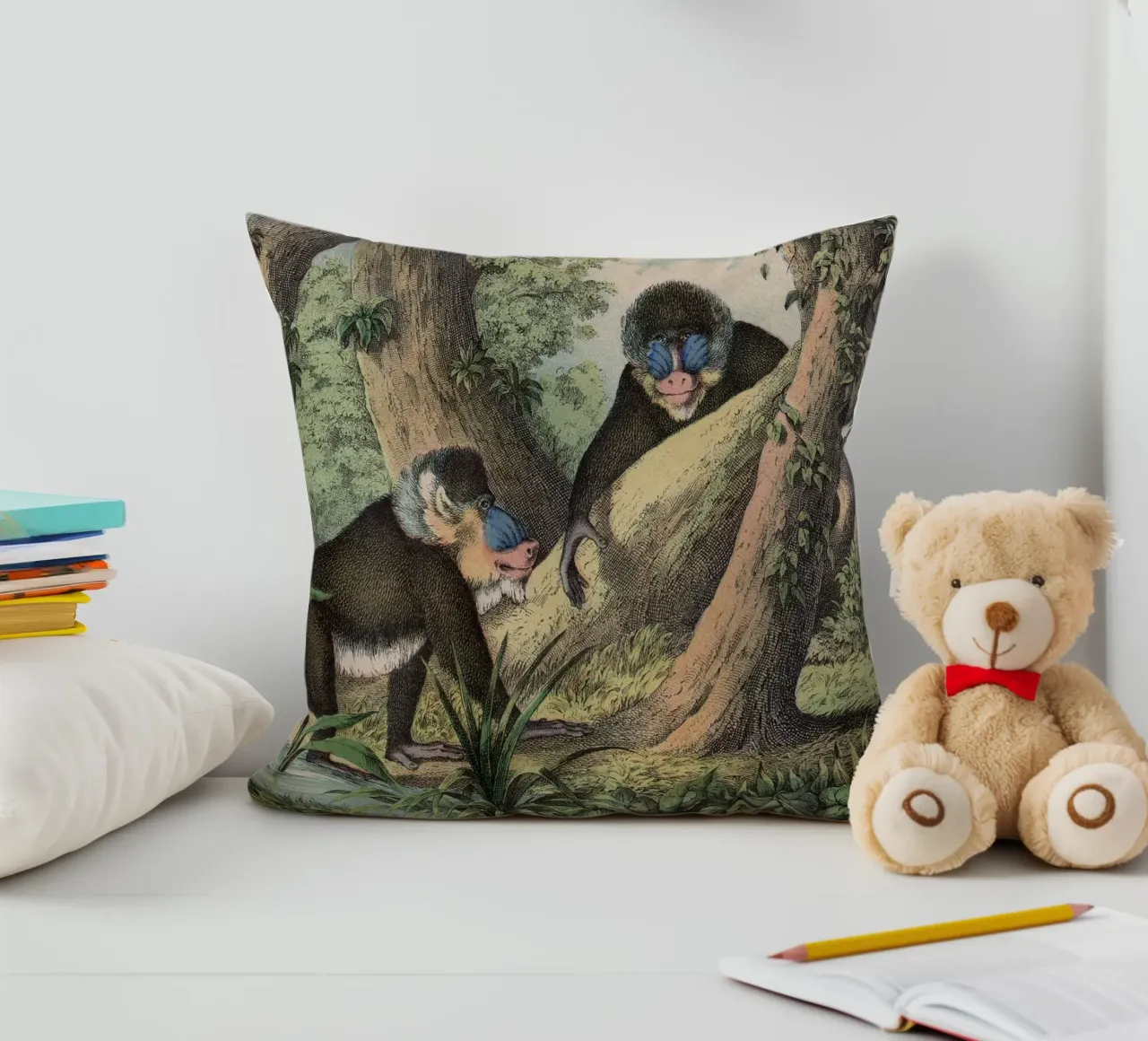 Vintage Kolb 3 Tafel 41 Mandrill cuscino da Vintage Print Collection