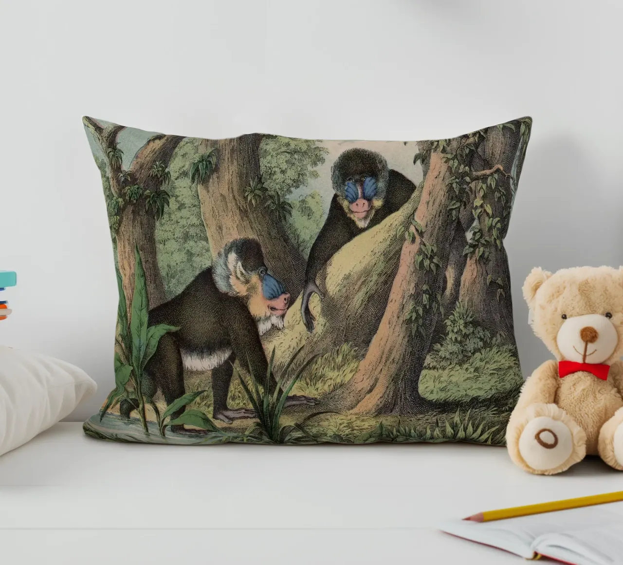 Vintage Kolb 3 Tafel 41 Mandrill cuscino da Vintage Print Collection