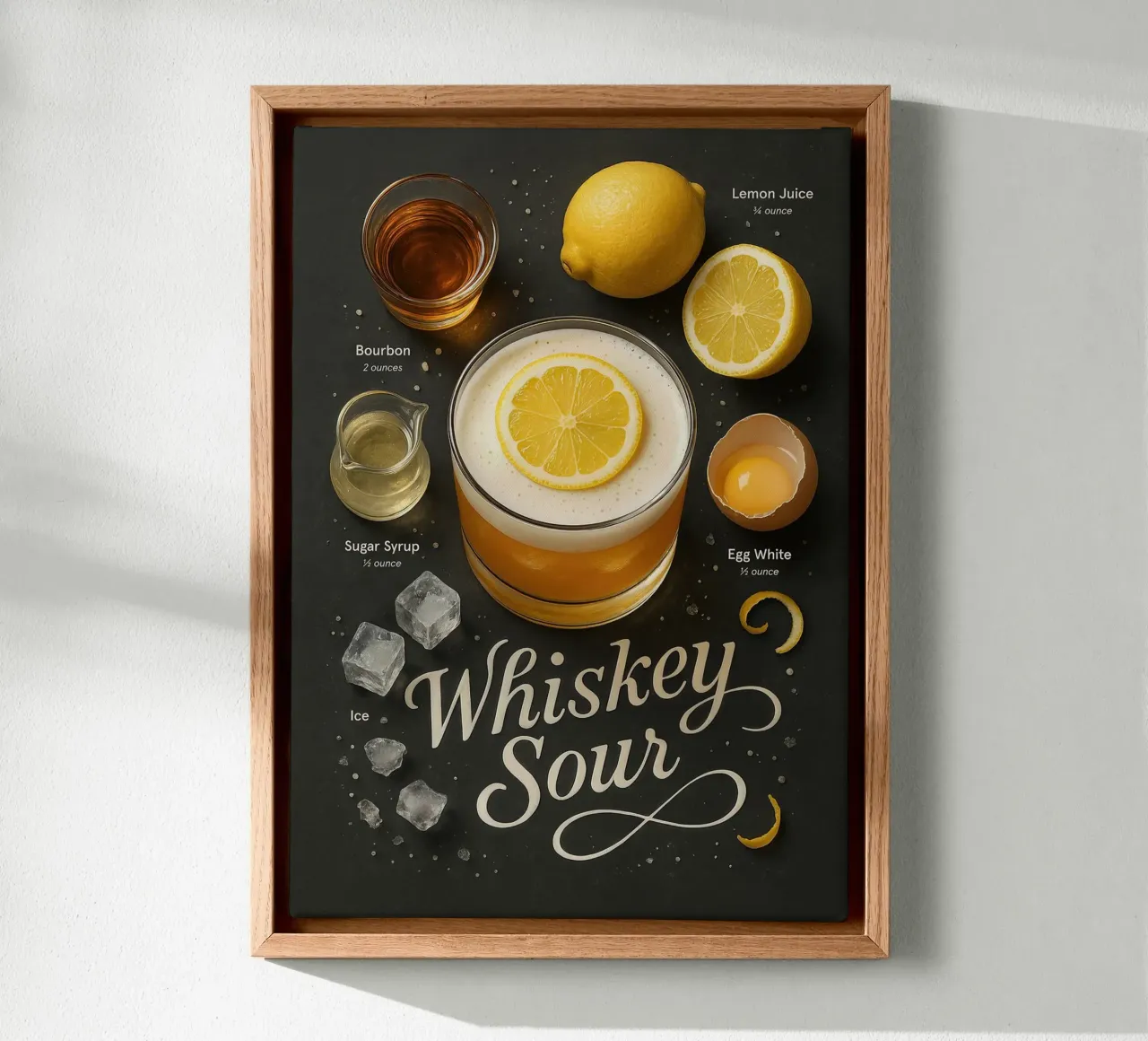 Poster du cocktail Whiskey Sour - Bourbon et citron toile de mesa