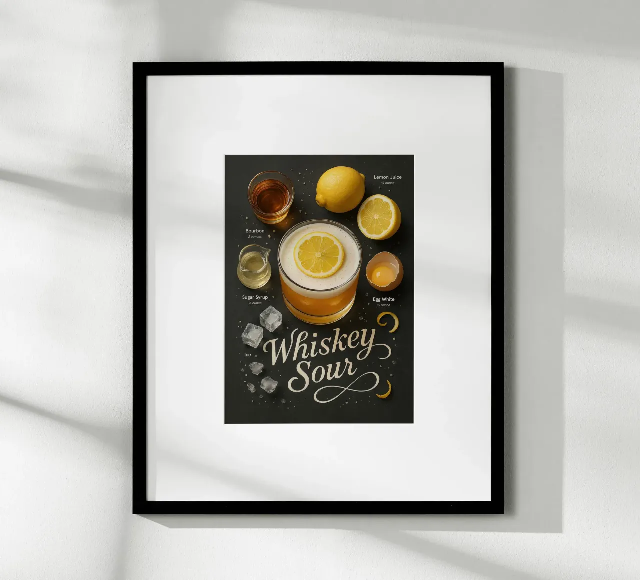 Poster per cocktail Whiskey Sour - Bourbon e limone poster da mesa