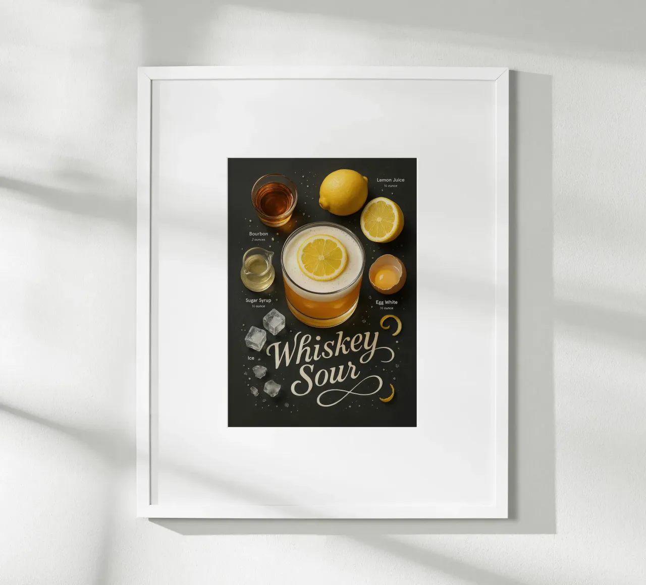Poster per cocktail Whiskey Sour - Bourbon e limone poster da mesa