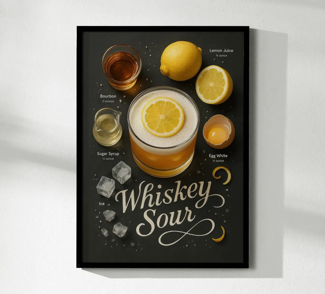 Poster per cocktail Whiskey Sour - Bourbon e limone poster da mesa