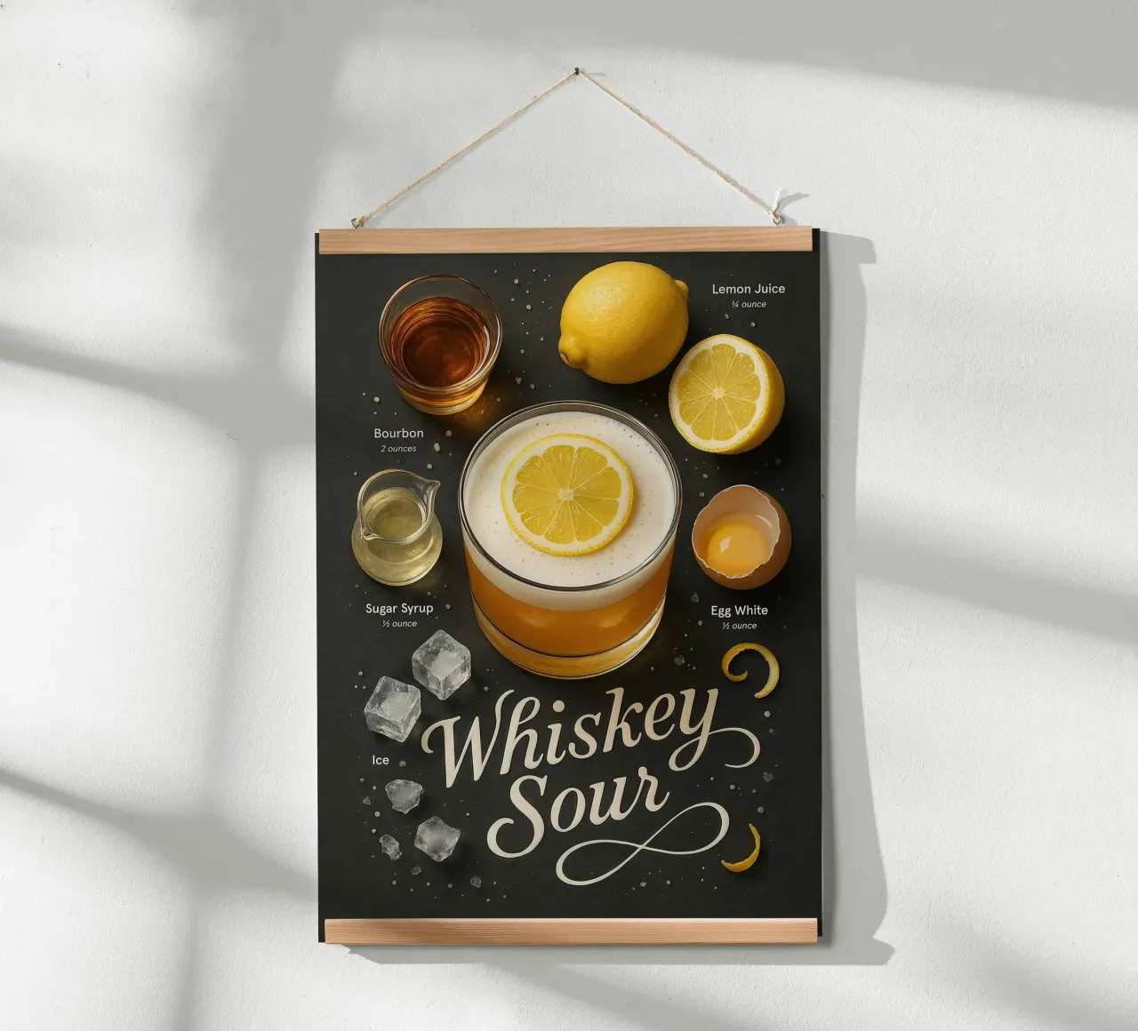 Poster per cocktail Whiskey Sour - Bourbon e limone poster da mesa
